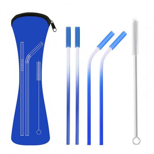 Paille antirouille en acier inoxydable coloré, Kit réutilisable facile à transporter, fournitures de cuisine: Bleu