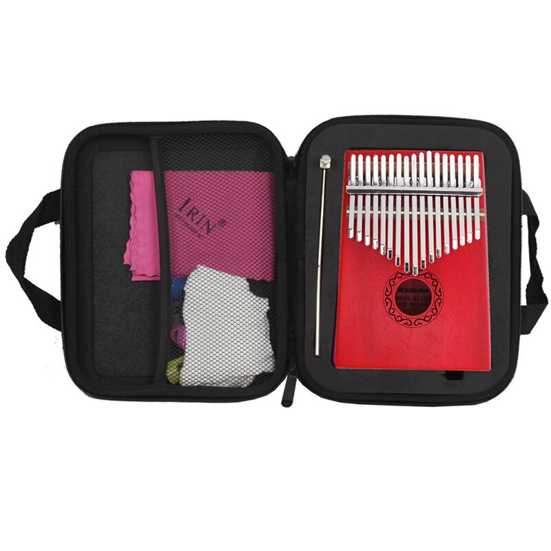 17 touches rouge Kalimba simple conseil acajou doigt pouce Piano Mbira Mini clavier Instrument de musique avec accessoires complets: piano and case