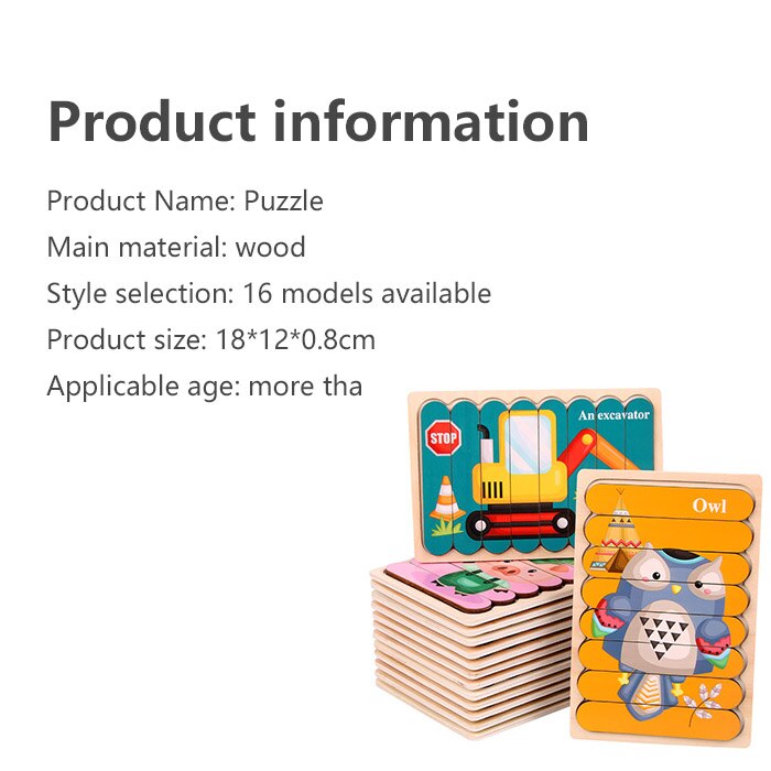 Popular Children's Puzzles Montessori Toy Educational Enlightenment Animal Car Wooden Puzzles Children's Toys Kids