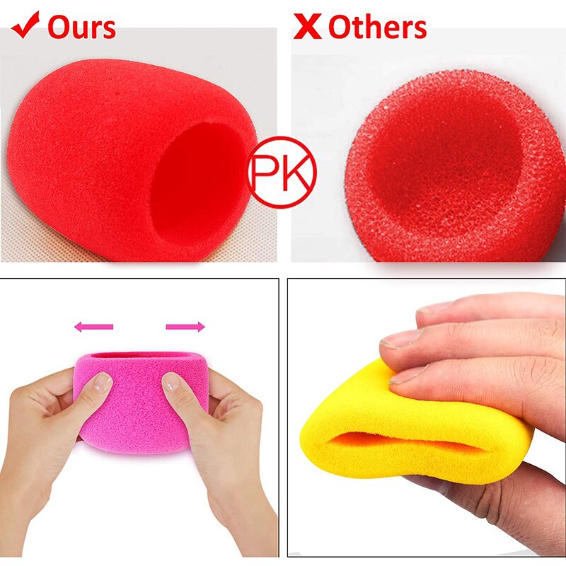 Microphone Windscreen Foam Cover Thick Mic Covers Foam Mic Pop Filter for Studio Interview Karaoke DJ (10 Colors)
