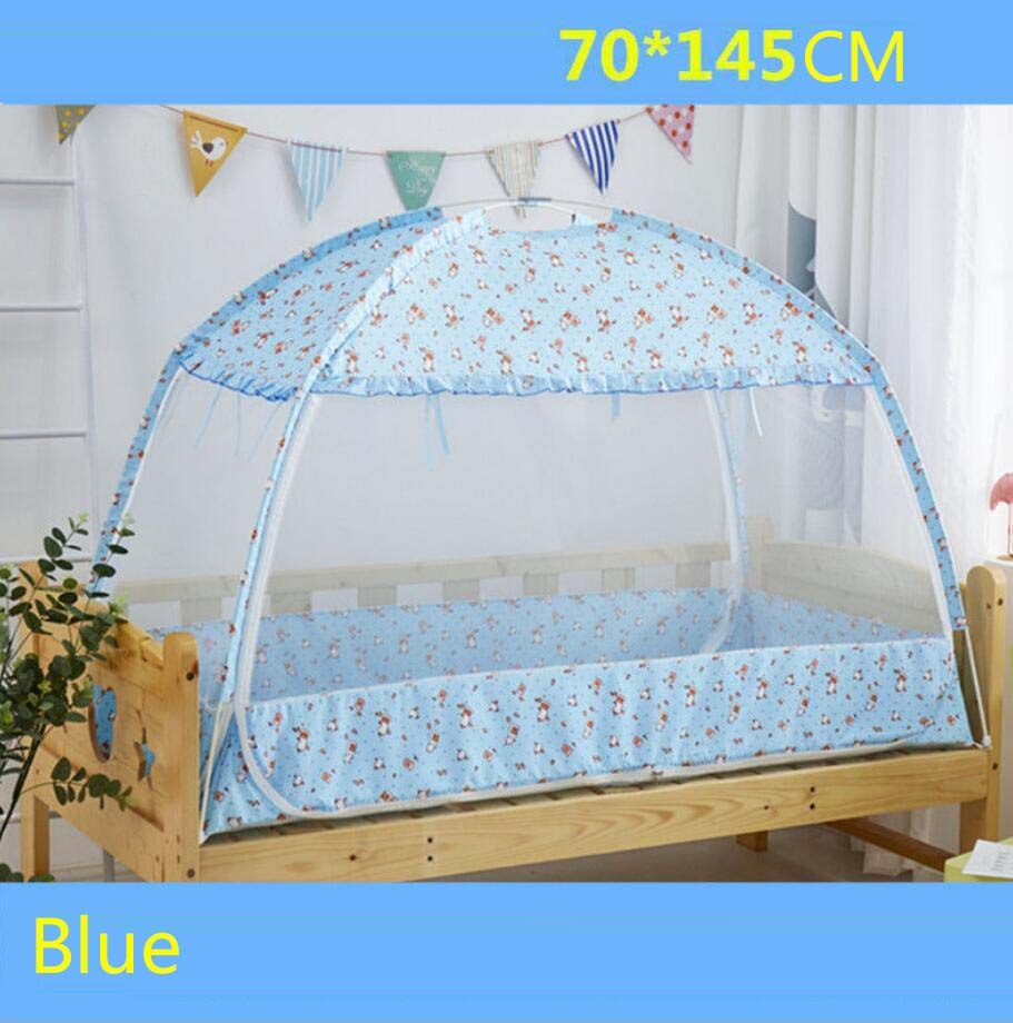 Opvouwbaar klamboe in meerdere maten voor kinderen, zomerluifel voor babybedje, anti-muggentent, mongoolse yurt, klamboe: Blauw -70 x 145cm