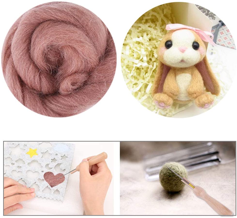 LMDZ 3 Colors Needle Felting Wool (30g/Colors), Needle Felting Tool with 21PCS Felting Needles, Needle Felting Foam, Finger Cot