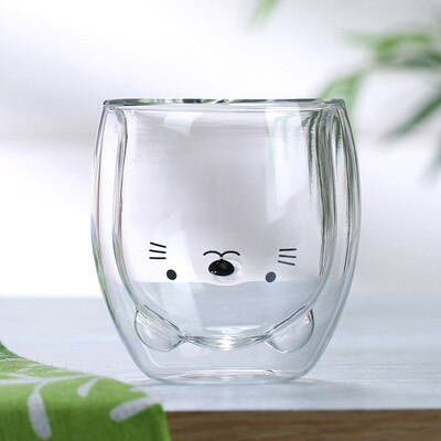 Søt bjørn dobbeltlags kaffekrus dobbelt glass kopp kartong dyr melk glass dame søt jul  wf109: B