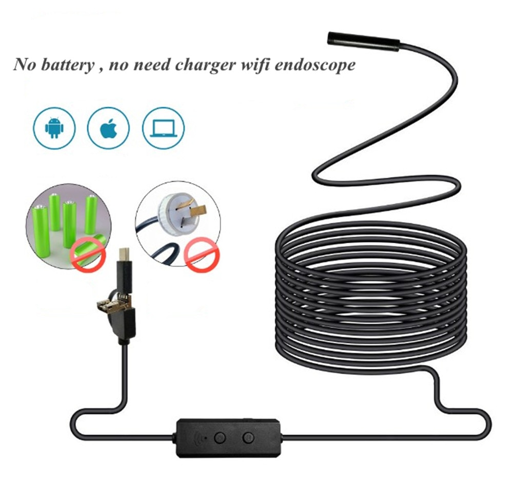 3in1 USB WIFI Dual USE Endoscope Camera For iphone and Android 8mm lens Wireless Inspection Borescope Camera