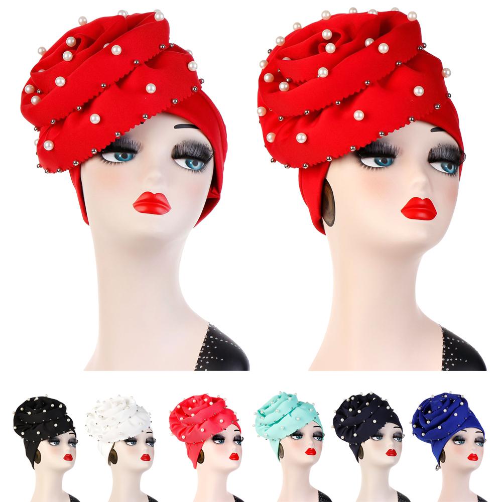 Bonnet indien fleur pour femmes musulmanes | Bonnet perte de cheveux, couvre-tête perlé Turban Cancer, mancherons, chapeaux islamiques pour femmes,