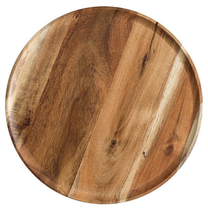 Napperon en bois causeuse en bois plaque de casserole en bois plats de fruits soucoupe plateau à thé Dessert assiette à dîner forme ronde vaisselle: 25.5cm B
