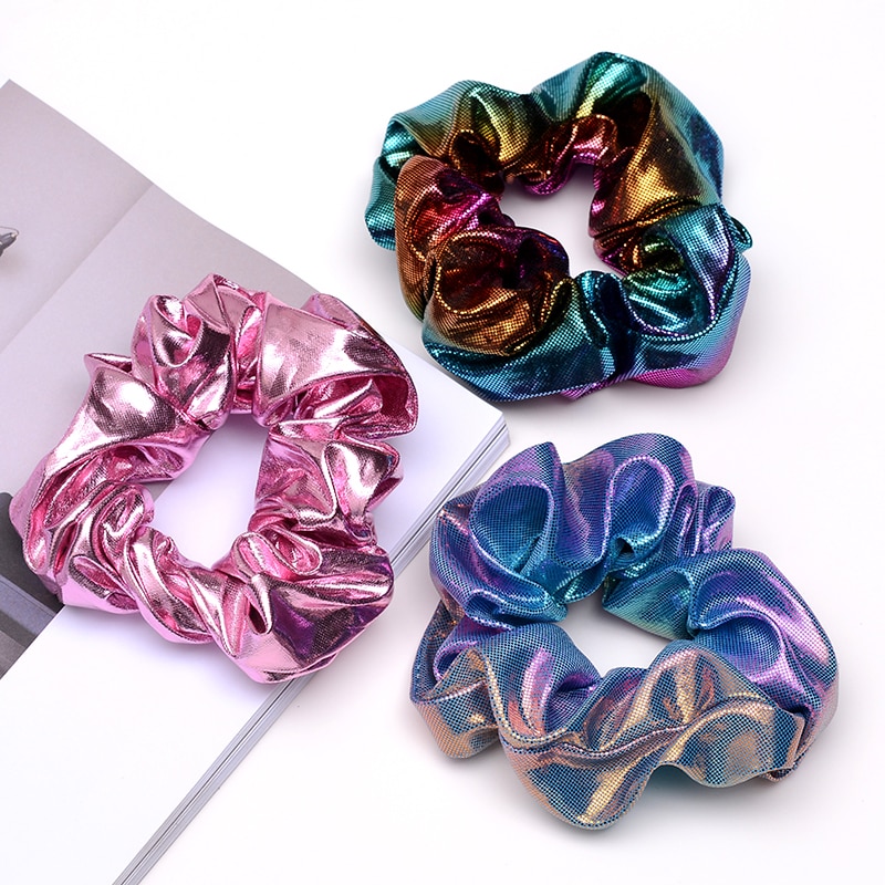 Kvinnor scrunchie hårband guld silver svart färg elastiska hårband för kvinnor hår tillbehör huvudbonader hårhållare