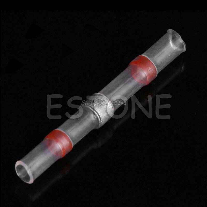 50pcs 22-18AWG Solder Sleeve Heat Shrink Butt Wire Splice Connector Waterproof R