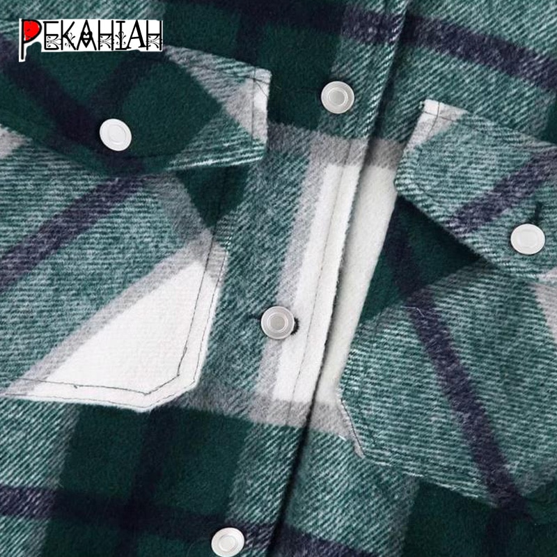 green red Plaid jacket for women winter coat Long Sleeve office coats and jackets women Oversized bomber jacket