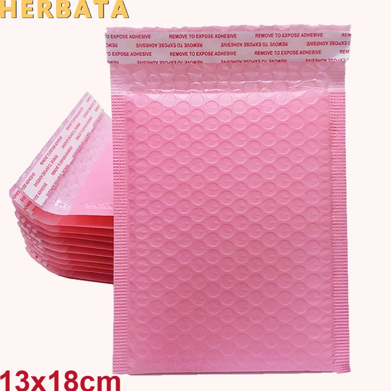 Herbata (13*18Cm) 20 Stks/partijen Roze Parel Film Bubble Envelop Koerier Tassen Waterdichte Verpakking Mailing Zakken CL-2004-13