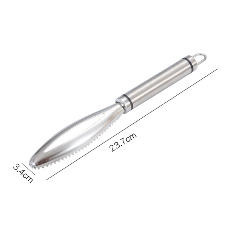 Stainless Fish Scale With Double Serrated Teeth Fish Scaler Remover for Kitchen R9JC