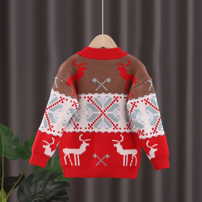 Ins Girls Sweaters Knit Children Christmas Sweaters Girls Winter Fleece Cardigans Girls&#39; Cardigans