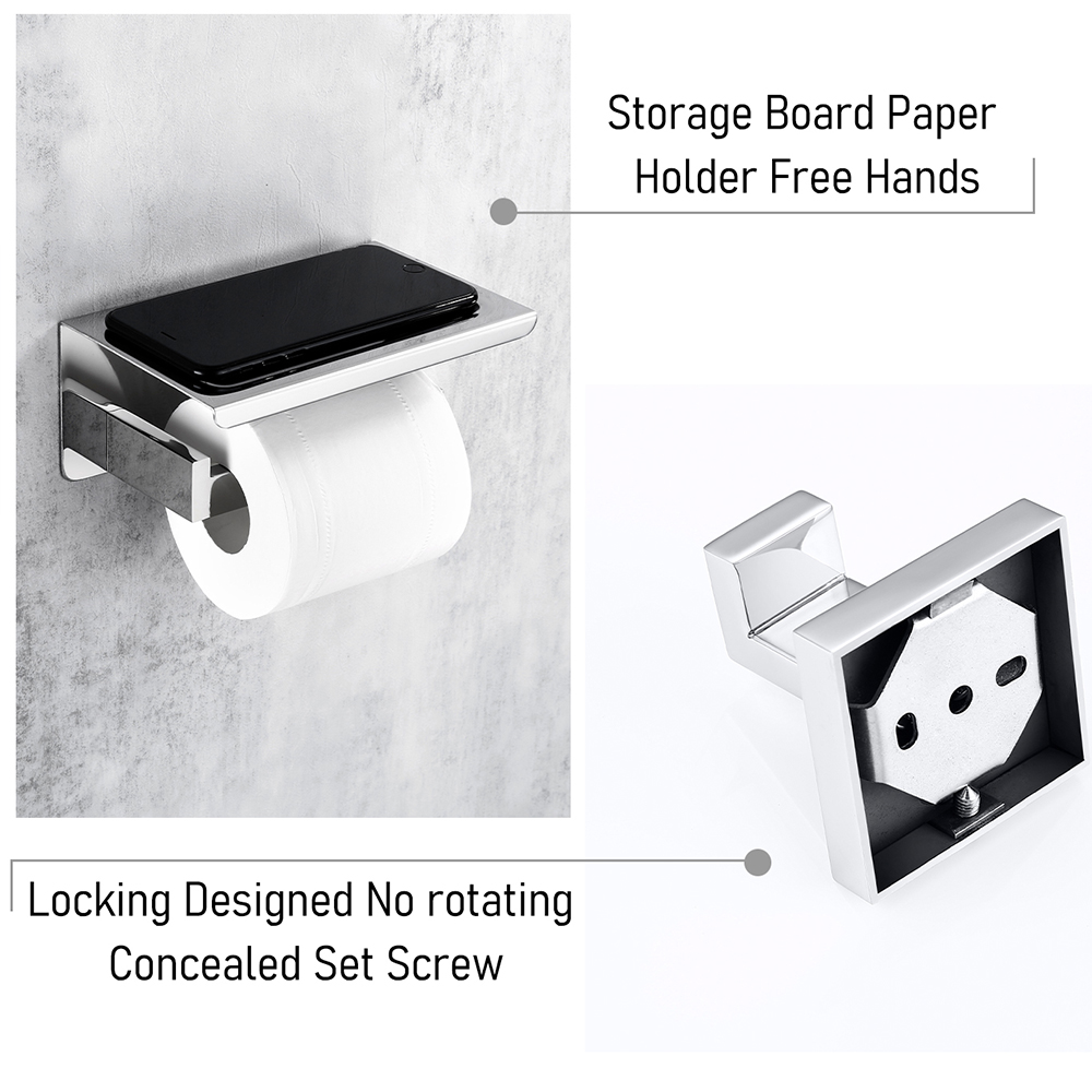 Accesorios de WC cromados pulidos, soporte de papel higiénico, gancho de pared, toallero, colgador de batas, juego de accesorios de baño de acero inoxidable