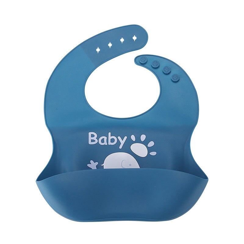 Babero impermeable de elefante para bebés, Baberos suaves para bebés, de silicona de grado alimenticio, accesorios para bebés: deep blue