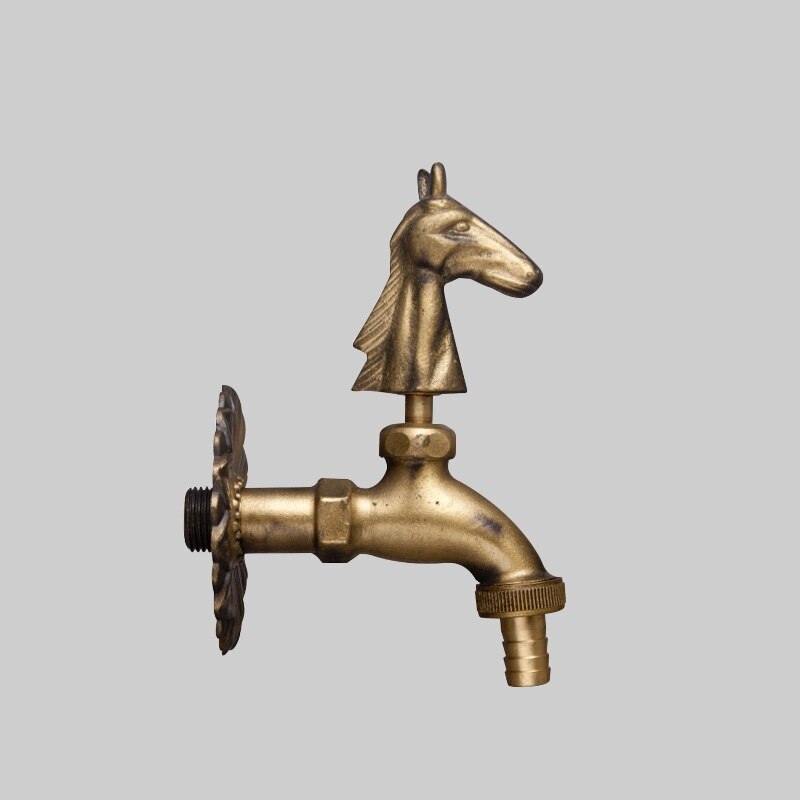 Outdoor Decorativ Garden Faucet Animal Shape Bibcock Antique Brass Horse Tap For Washing Mop/Garden Watering Animal Faucet