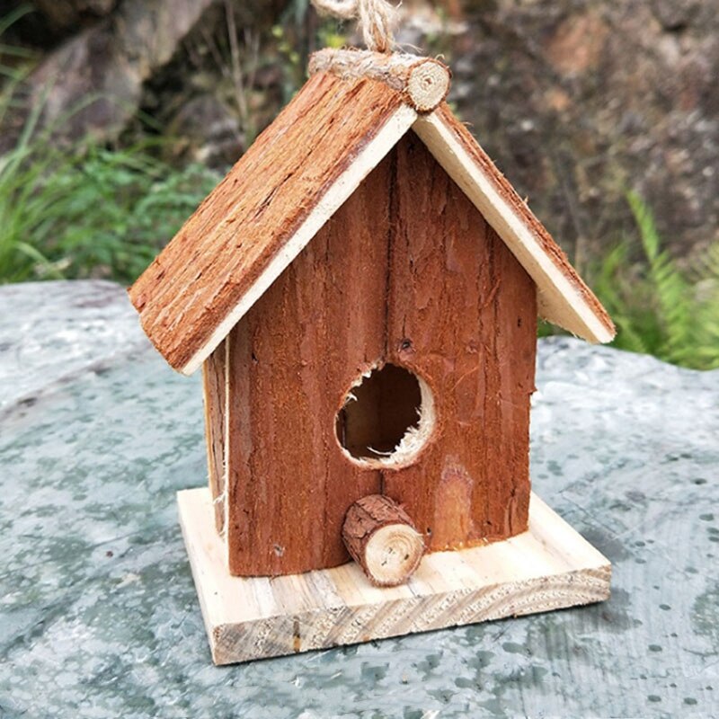 Handwerk Holz Vogel Haus Chinesische Tanne Doppel geneigt Vogel Aufhänger Hängen Nest Haus
