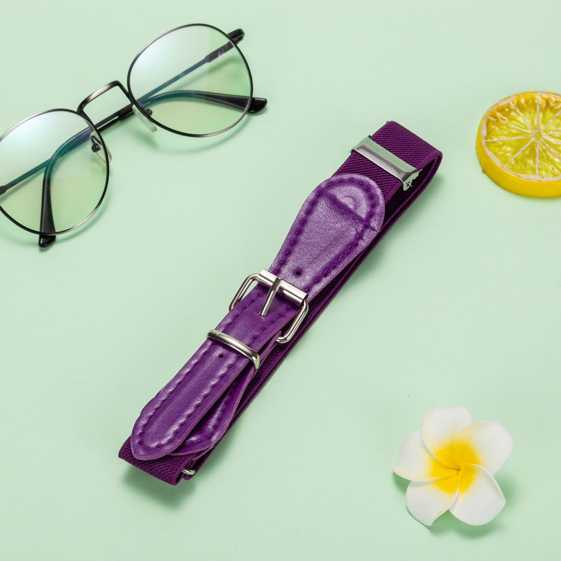Mode kinderen candy riem meisjes/jongens elastische riem kinderen Pu lederen wit/rode riem riemen: purple