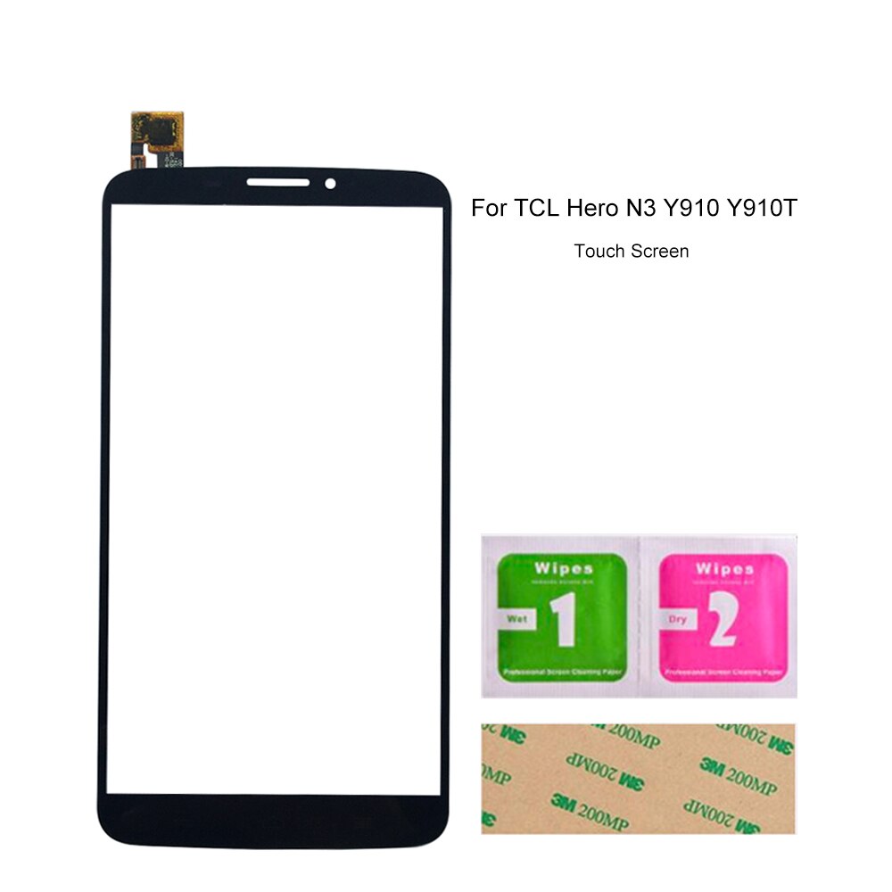 Glass Panel For TCL TLP034B2 Y910 Hero N3 Y910T Touch Screen Digitizer Phone Assembly: Black