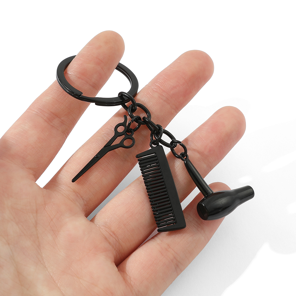 Nuovo creativo strumento per parrucchiere portachiavi asciugacapelli forbici pettine portachiavi parrucchiere regali per donne e uomini accessorio chiave