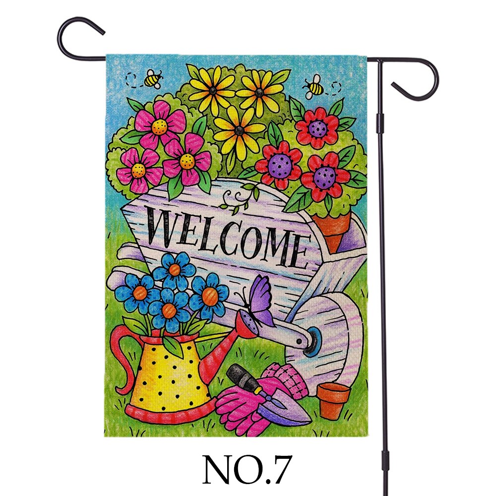 30*45cm Happy Spring Flower Welcome Friends Flag National Flag Courtyard Flag Door Flags Spring Summer Garden Flags: 7