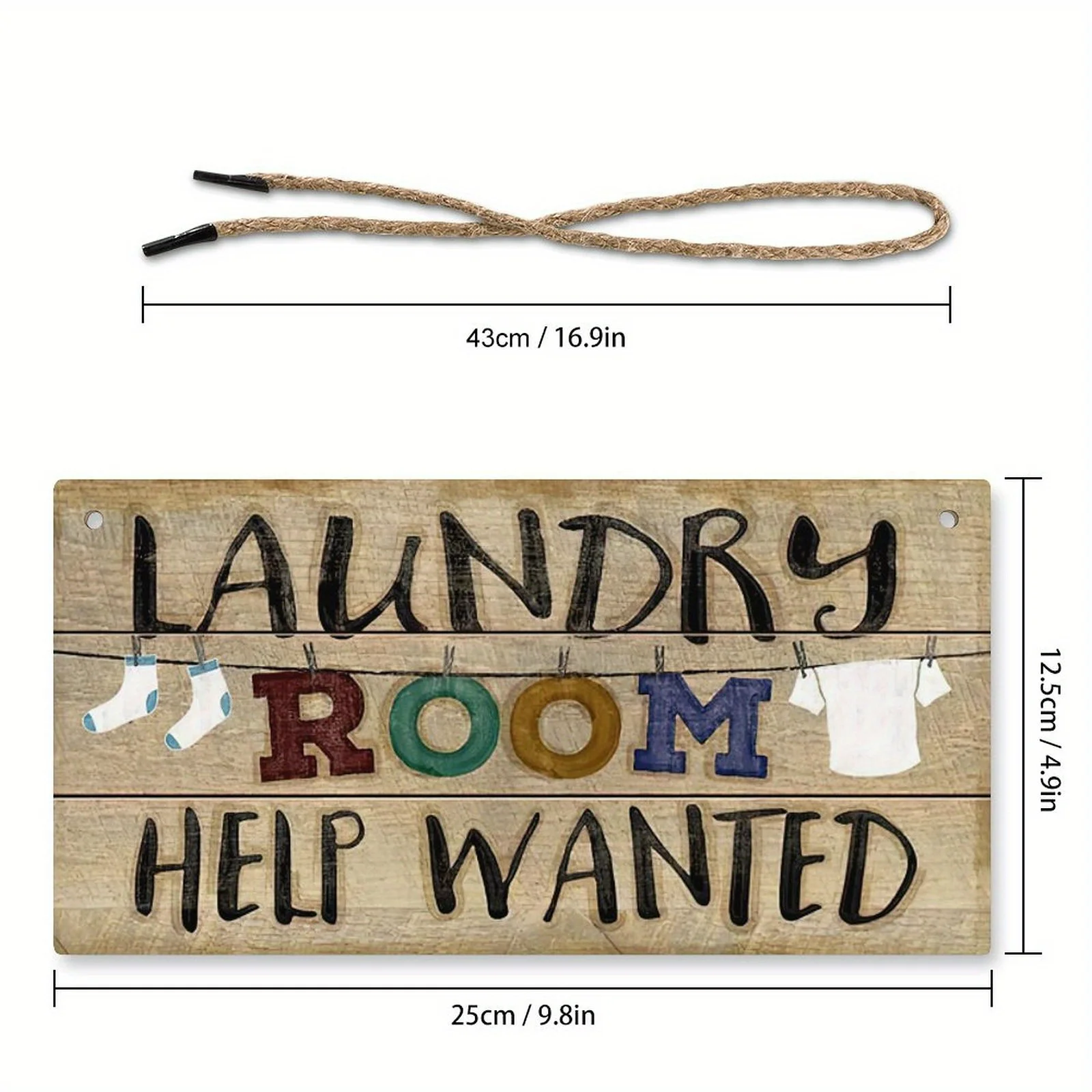 Wooden Sign Farmhouse Hanging Sign Art Printed Decor for Home Laundry Room Pantry Room Wall Decor Sign Help Wanted Wall Art: 60x40 cm / WHITE