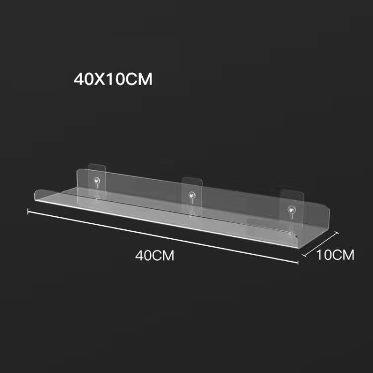Estante de almacenamiento acrílico transparente, estantes montados en la pared para sala de estar, estante de exhibición para registros, accesorios de baño, estante flotante: Blanco