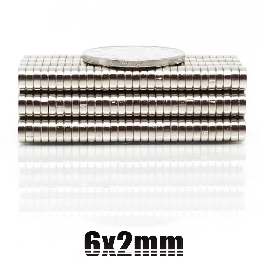 50 ~ 2000 st 6 x 2 mm mini små cirkulära magneter starka 6 mmx 2mm kylskåp  n35 neodymmagnetskivor 6 x 2mm permanenta ndfeb magneter 6*2