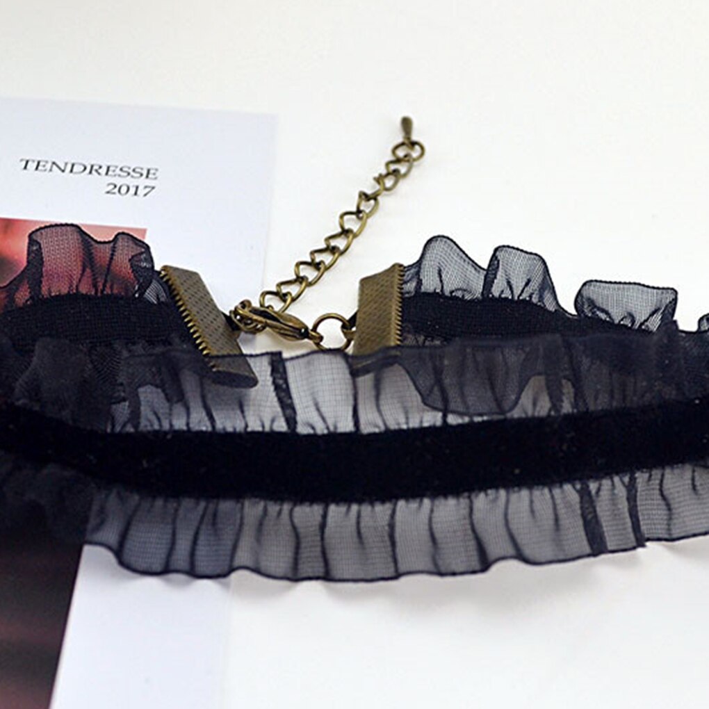 Band spets choker kvinnor tyg halsband flicka vintage legering nyckelben kedja brud bröllop smycken