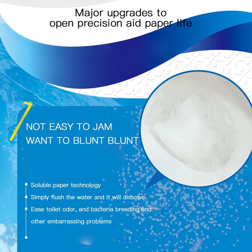 390 Sheets Kitchen Paper Dry Toilet Paper Rolls Pack Toilet Paper 4D Soluble Embossed Flat Paper Square Wrap Straw Household