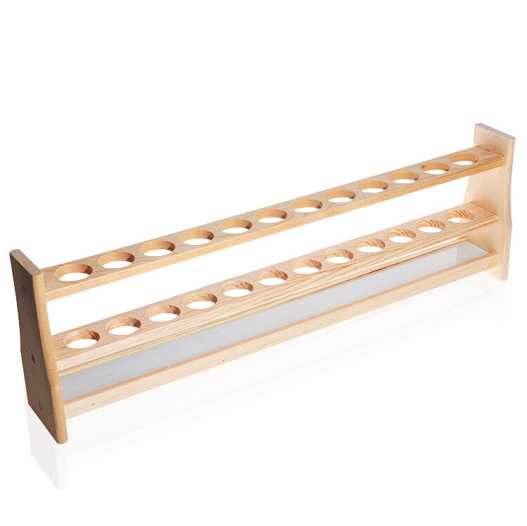 1 stk reagensglasstativ i træ 28mm x12 huller holder støtte burette stativ laboratorie reagensglas stativ hylde laboratorie skoleartikler