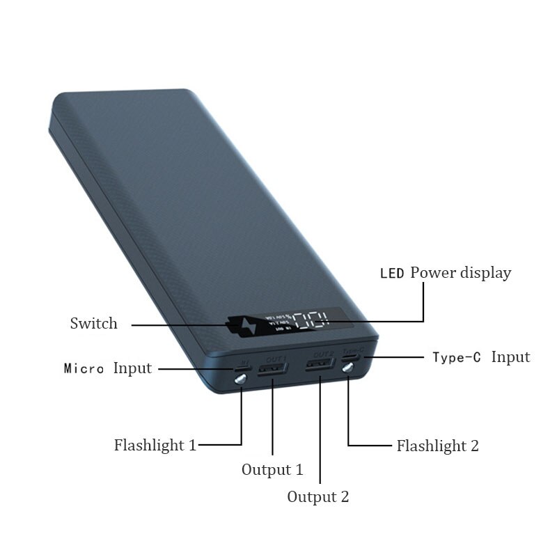 Pd Diy Power Bank Case 10*18650 Battery Charger Box Qc Quick 18650 Batterij Houder Dual Usb Mobiele Telefoon lader Shell Geen Batterij