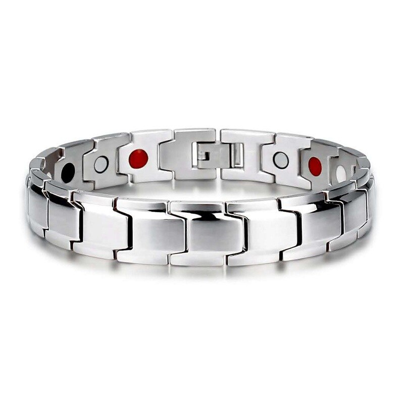 Bracelet bracelet health magnetic therapy anti-fatigue soothing mood metal magnet health bracelet unisex health bracelet: Silver