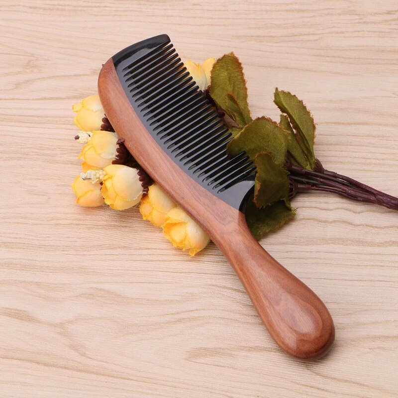 Pro Natural Ox Horn Green Sandalwood Fragrant Comb Wooden Handle Combs Hair Care