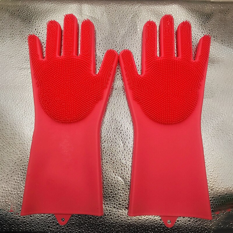 Gants en Silicone réutilisables gants de nettoyage magiques plat plat Pan lavage pour prendre soin des mains outils de nettoyage ménagers: WHITE