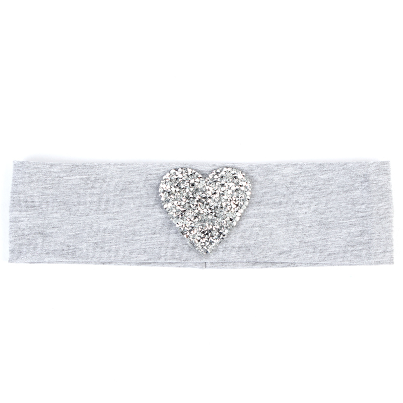 Geebro Kinderen Katoen Zachte Hoofdband Lente Leuke Steentjes Hart Platte Haarband Meisjes Stretch Hoofddeksels Haaraccessoires: Light Grey
