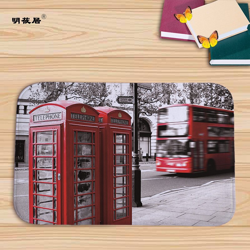 Billig pris boligindretning london paris naturskønne bygninger retro stue dørmåtte 40 x 60cm gulvmåtter flannel bad køkken tæpper: Mu 129