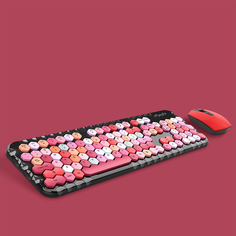 2.4G Wireless Keyboard Mouse Set For Laptop Computer PC Gamer Gaming Keyboard Mouse Mice Slient Button Computer Keypad: Red Set