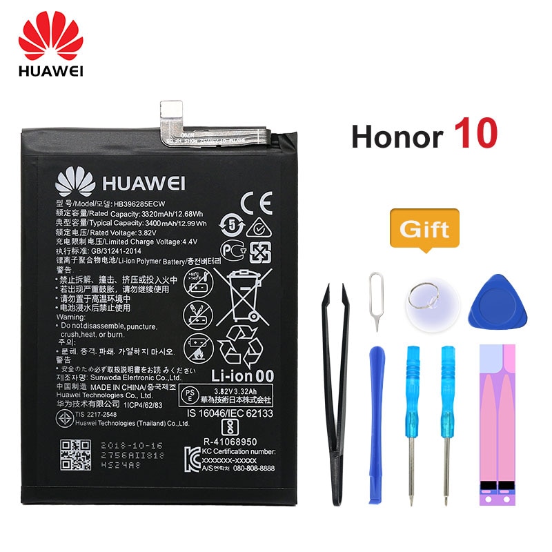 100% Originele Huawei Batterij HB396285ECW Voor Huawei Ascend P20 Honor 10 P Smart 3320Mah Vervangende Batterij