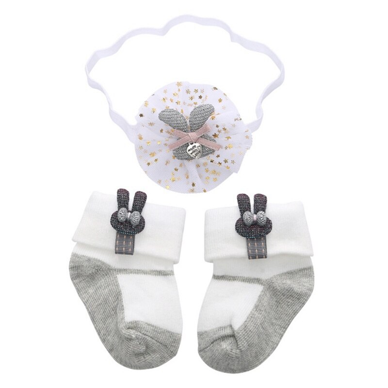 0-12M Kleinkind Baby Großen Samt strecken Haarband Krone Blume Unterhose Weiche Nicht-Unterhose Baumwolle Socken 2 stücke freundlicher freundlicher Headwear