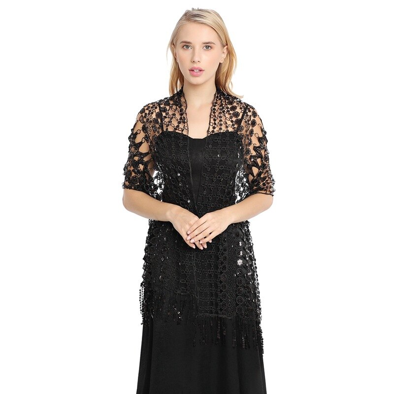 Aftonklänningar sjalar & omslag kvinnor paljetter glitter halsduk bröllop cape brudtärna brudklänning sjal foulard femme dam sjalar: 1
