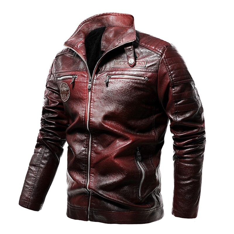 Novos jaquetas de couro dos homens do velo da motocicleta motociclista plutônio leahter jaqueta masculina gola casual blusão ropa de hombre casaco fino