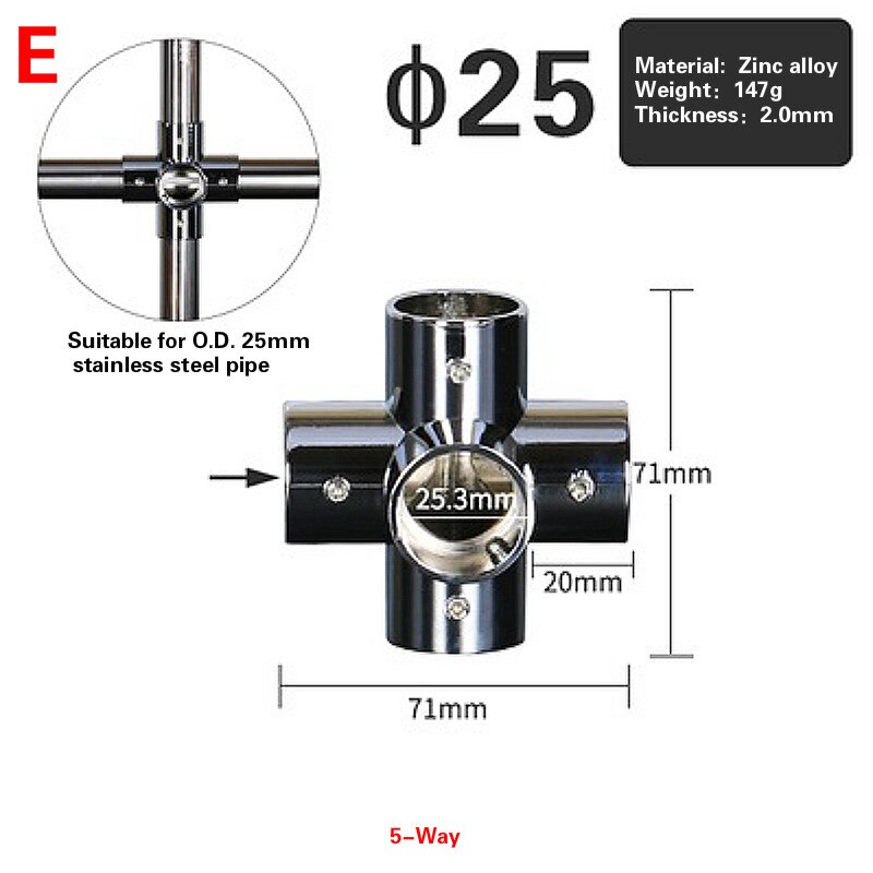 4 Pcs 25mm Zinc alloy Pipe Fittings Right Angle Tee Elbow Pipe Connector Shelf Hanger Rack Tube Drying Rack Connectors: E
