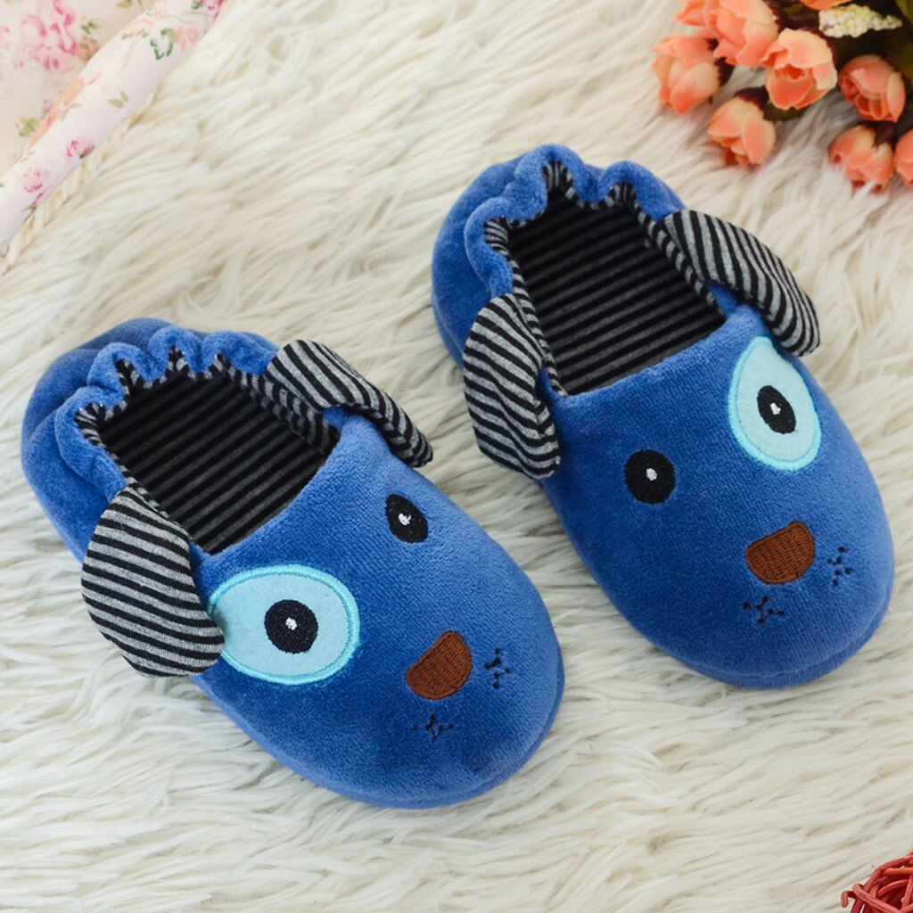SAGACE Cute Dog Winter Slippers Kids Girls Boys Cartoon Soft-Soled Slippers Indoor Shoes For Children Soft-Soled Slippers