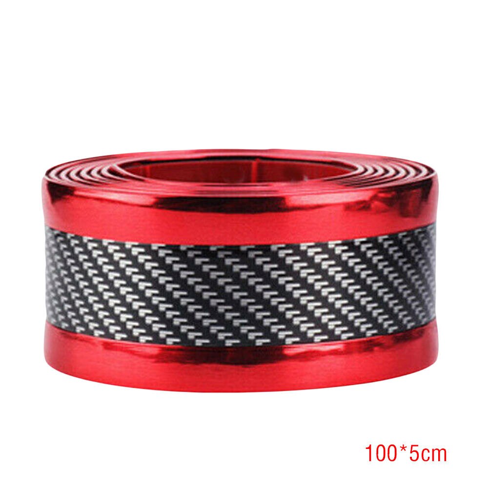 SPEORX RUIYYT Rubber Car Sticker Carbon Fiber Red Rubber Door Sill Protector Edge Guard Strip 5CM*1M Car Door