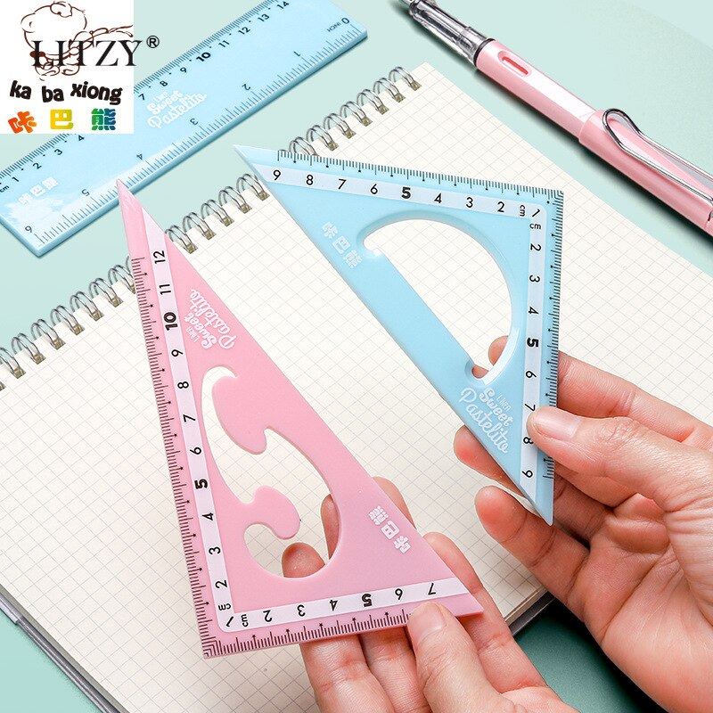 Juego de 4 Uds. LITZY de regla Kawaii, compás matemáticos, papelería escolar, reglas rectas de plástico de 15/20cm, suministros de oficina