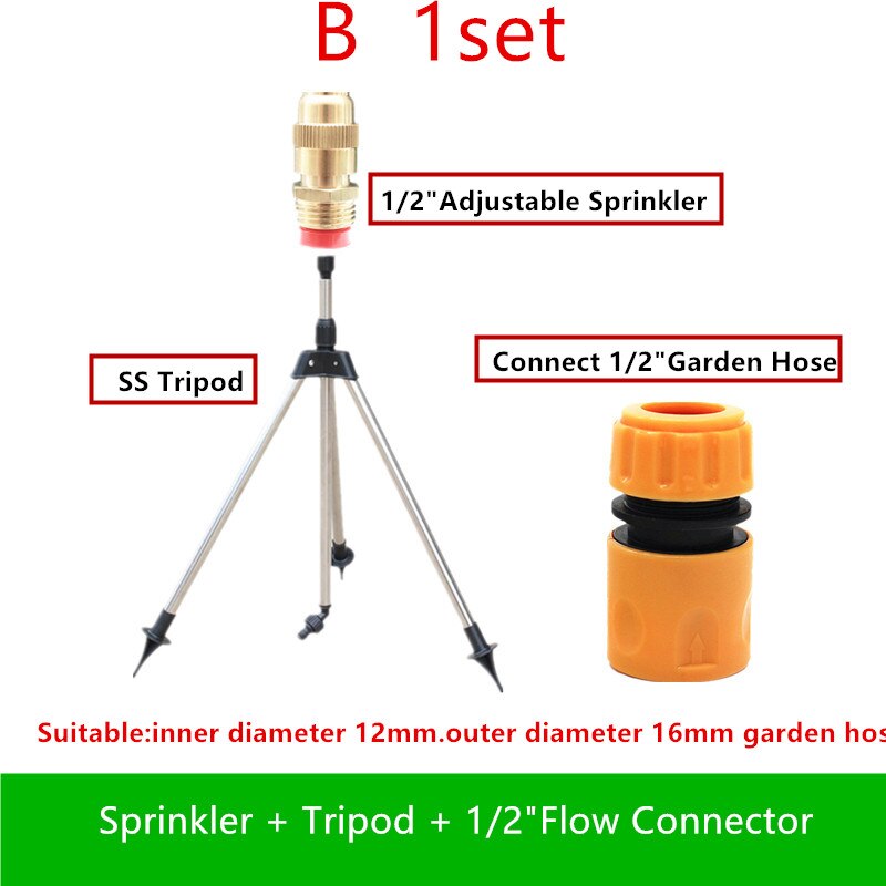 Verstelbare sproeier van messing met statief voor tuinbewateringsslang, irrigatiegereedschap voor de tuin: B