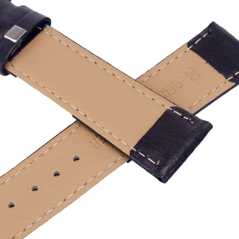 Men Women Black Watch Bands 12mm,14mm,16mm,18mm,20mm,22mm 24mm Soft Sweatband Leather Watch Strap Steel Buckle Wrist Bands