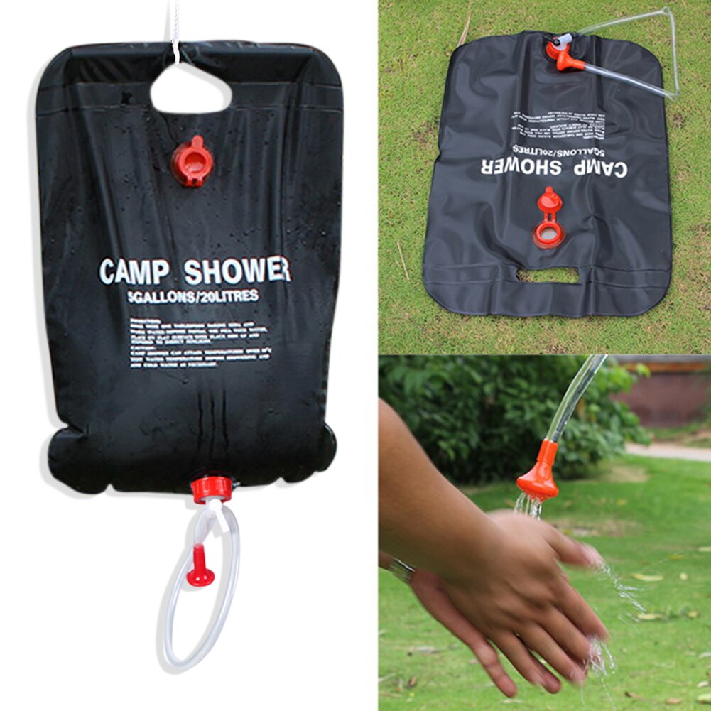 Bolsa de agua plegable de PVC con energía Solar, bolsa de ducha para acampar al aire libre, viaje, senderismo, escalada, barbacoa, Picnic, almacenamiento de agua, 20L