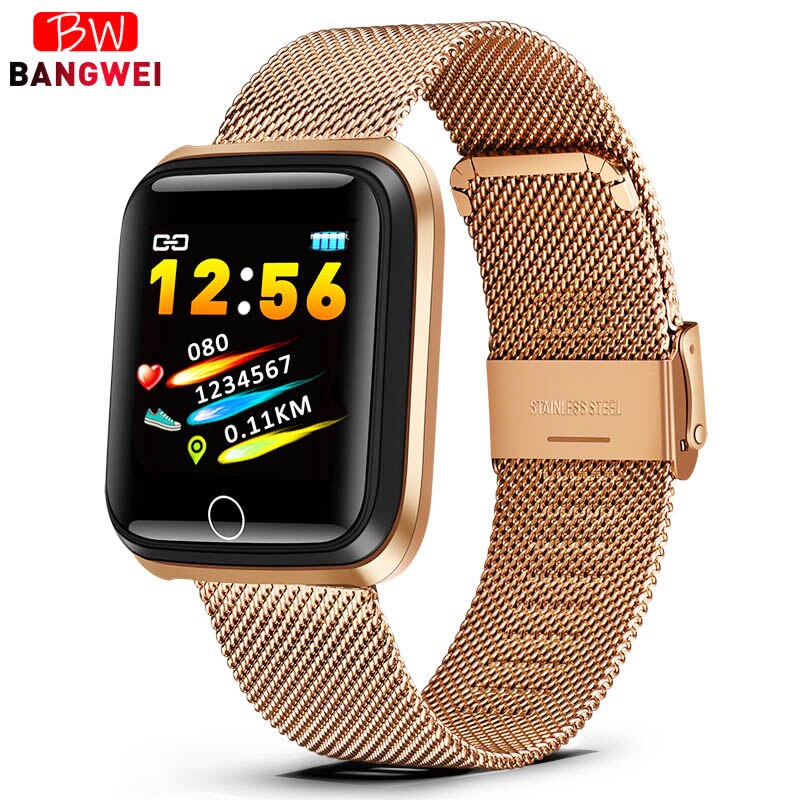 SmartWatch Männer frauen Herz Rate monitor Blutdruck Tracker Fitness tracker Sport Wasserdichte Intelligente uhr Für iPhone: Rose gold