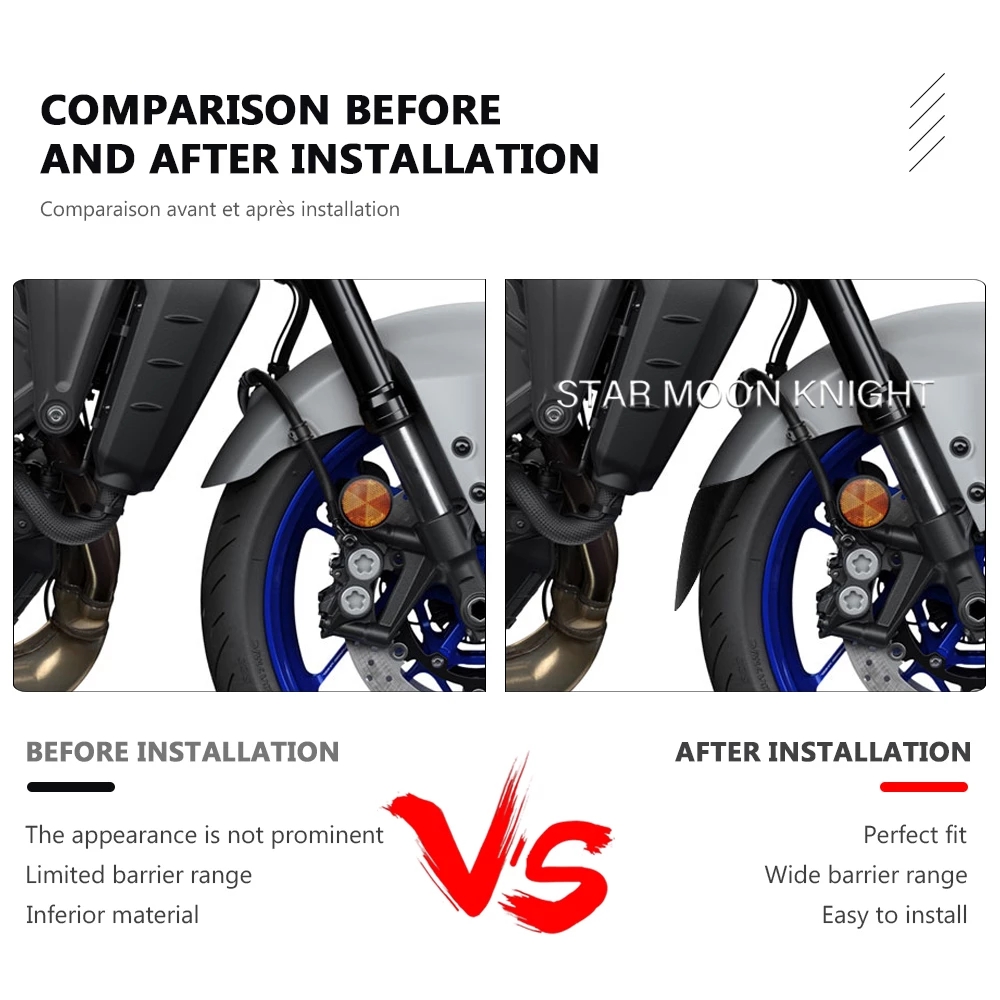 Para Yamaha MT09 MT-09 MT 09 SP Tracer 9 Tracer 900 GT -accesorios de motocicleta extensión extensora de guardabarros delantero